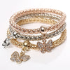 Image of 3 Pcs/Set Crystal Owl Heart Charm Bracelets