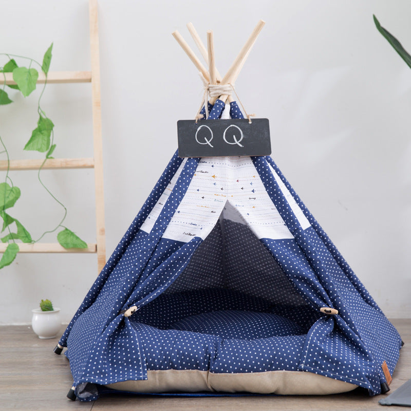 Canvas pet tent teepee house for small dogs indoors


Washable cushion included with canvas dog tent