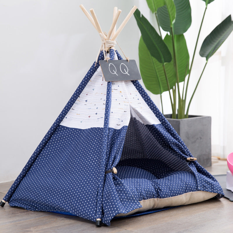 Canvas pet tent teepee house for small dogs indoors


Washable cushion included with canvas dog tent
