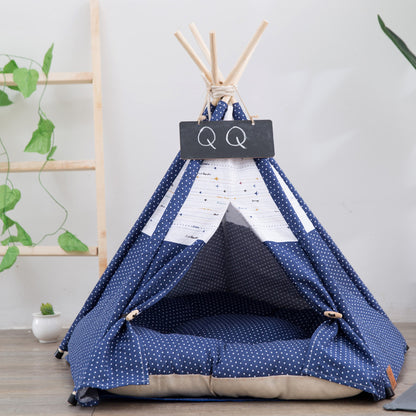 Canvas pet tent teepee house for small dogs indoors


Washable cushion included with canvas dog tent