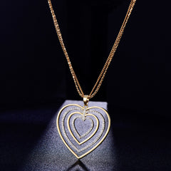Hollow Crystal Heart  Pendant Necklace