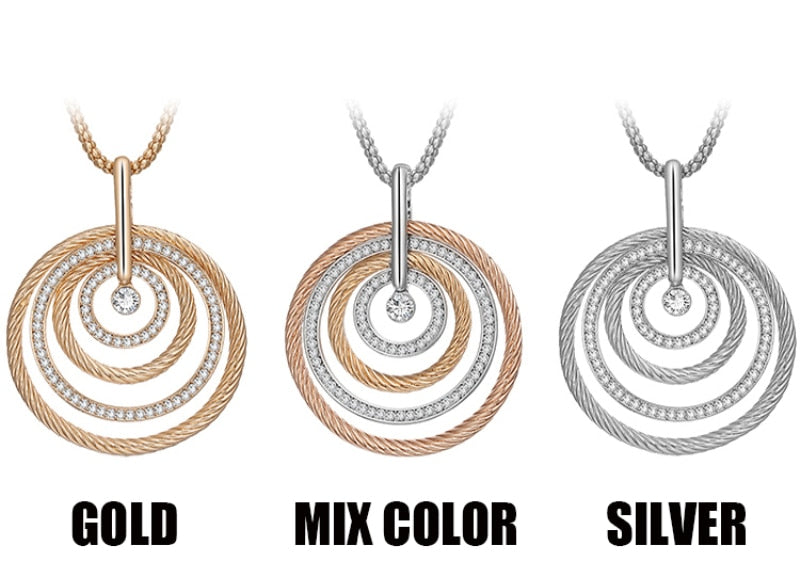 Fashion Design 4 Circles Big Pendant Necklace