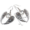 Image of Wings Heart Dangle Drop Earrings