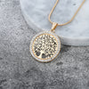Image of Hot Tree of Life Crystal Round Small Pendant Necklace Gold Silver