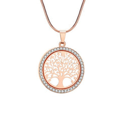 Hot Tree of Life Crystal Round Small Pendant Necklace Gold Silver