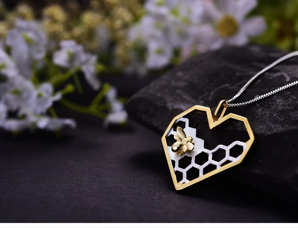 Handmade Love Heart Shape Necklace -925 Sterling Silver